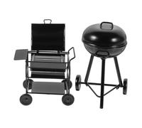 Abaodam 2pcs Miniature Bbq Grill Vintage Iron Dollhouse Furniture Cooking Educational Outdoor Model for Pretend Play Kitchen Accessories