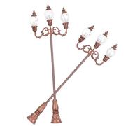 Abaodam 2pcs Miniature Courtyard Lamppost Model Street Lamps with Flat Bottom for Sand Table Materials Realistic DIY Landscape Decor for Doll Houses and Mini Gardens