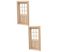 Abaodam 2pcs Miniature Door Model for Dollhouse Realistic Tiny Wood Door Decor for Playroom Furniture and DIY Projects Durable Design for Collectors
