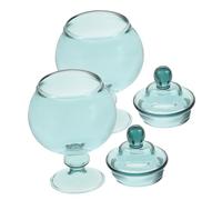 Abaodam 2pcs Miniature Glass Candy Jars Lids Decorative Storage Containers for Dollhouse Terrarium Displays and Souvenir Crafts for Tiny House Decor and Photo Props