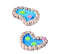 Abaodam 2PCS Miniature Pond Models Set with Heart-Shaped Lotus Leaf and Footprint Lotus Flower Small Desktop Pond Ornaments for Micro Sand Table Landscape Decoration