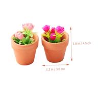Abaodam 2Pcs Miniature Potted Rose Plants Dollhouse Accessories Tiny Bonsai Greenery Pink Fuchsia Roses Mini Flower Models for Doll House Décor