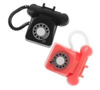 Abaodam 2Pcs Miniature Rotary Telephone Dollhouse Accessories Vintage Design Realistic Tiny Retro Phone Props for Photography and Dollhouse Decoration
