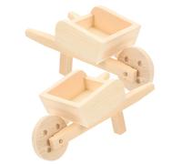 Abaodam 2pcs Miniature Wooden Doll House Barrows Wheelbarrows Models, Natural Wood Dollhouse Cart Accessories for Miniature Garden and Home Decor