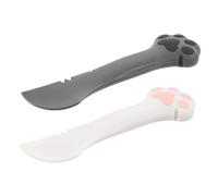 Abaodam 2pcs Multipurpose Cat Food Can Opener and Spoon with Ergonomic Silicone Handle Paw-shaped Pet Feeding Utensil for Wet Food Lid Tightener and Scoop for Cats and Dogs Portable