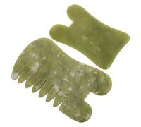 Abaodam 2pcs Natural Jade Gua Sha Comb Tool for Facial Massage with Ergonomic Design, Light Green Face Massage Tool for Beauty and Relaxation, 5.3x7.2cm and 9.2x6.1cm Size