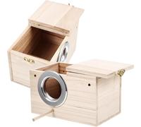 Abaodam 2Pcs Natural Wooden Bird House Nesting Boxes 12X12X19.5Cm Paulownia Wood Decorative Outdoor Garden Birdhouses for Pet Birds Breeding and Backyard Use