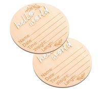 Abaodam 2pcs Newborn Birth Announcement Sign Natural Wood Plaque Round Milestone Cards for Hospital Nursery Photo Decoration and Name Souvenir