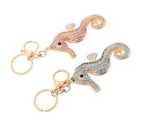 Abaodam 2pcs Ocean-themed Rhinestone Seahorse Keychain with Cartoon Pendant Sparkling Bling Bag Charm Accessories for Backpacks Handbags and Keys Fun Kawaii
