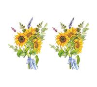 Abaodam 2pcs Painted Sunflower Wall Stickers Home Bedroom Living Room Sofa TV Background Wall Decor Window Decoration Sunflower Flower Decals - Easy Apply 5X12 Inch