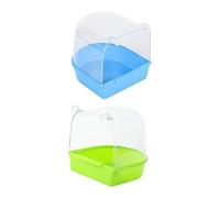 Abaodam 2Pcs Parrot Bathing Tub Creative Hanging Bird Cleaning Tool for Healthy and Fun Bathing Experience Design Green Blue for Parakeets and Lovebirds