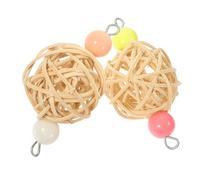 Abaodam 2Pcs Parrot Chewing Rattan Balls for Medium and Large Birds, Natural Bird Cage Hanging Foraging, Sturdy Bite and Claw Activity Accessory for Pet Parakeets and Macaws