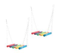 Abaodam 2Pcs Parrot Hammock Swing Bird with Bite Resistant Premium Wood Rope Bridge for Parakeet Cage Perch Stand for Climbing and Playing