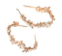 Abaodam 2pcs Pearl Leaf Hair Vine Baroque Leaf Headband Metal Rhinestone Pearl Elegant Unique Design Versatile for Occasions Bride Evening Parties Weddings