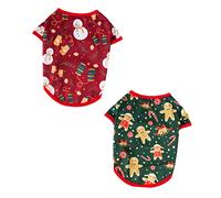 Abaodam 2pcs Pet Christmas Costume Lightweight Breathable Dog Apparel for Puppies with Snowman Gingerbread Designs Comfortable Holiday Outfit