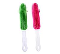 Abaodam 2pcs Pet Cleaning Comb Silicone Hair Removal Brush for Dogs and Puppies Hollow-out Design Tangle and Dander Remover Comfortable Grooming Massager in Green and Pink