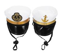 Abaodam 2pcs Pet Dog Hat Set Sailor and Captain Design, Puppy and Kitten Headwear for Pet Photography Props and Costume Party Accessories Random Style
