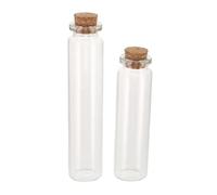 Abaodam 2pcs Pet Hair and Whisker Storage Glass Jars with Cork Lids - Large and Small Keepsake Bottles, Teeth, and Pet Memorial Preservation