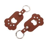 Abaodam 2Pcs Pet Hair Memorial Keepsake Keychain Set, Deep Brown Leather Paw Print Keyring for Storage and Pet Remembrance