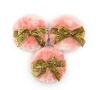 Abaodam 2pcs Pink Fiber Powder Puff with Long Plush Hair, Comfortable and Safe for Skin, Creative Glitter Bowknot Design, for Face and Body Makeup Application