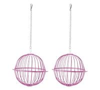 Abaodam 2pcs Pink Hanging Bird Nesting Basket for Hummingbirds Wire Nest Building Material Holder with Hook, Outdoor Patio Bird Nest Accessories for Garden Wildlife