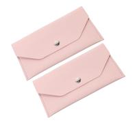 Abaodam 2pcs Pink Pu Leather Cash Envelope Wallets Small Bill Organizer Money Holder Portable Budget Cash Wallets for Women and Men Travel Use