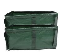 Abaodam 2pcs Planting Bags Pe Woven Fabric Rectangular 60 * 30 * 25cm Dark Green, 6-post Support, for Onions and Tomato, Garden Grow Bag