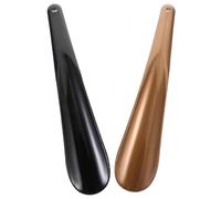 Abaodam 2pcs Plastic Shoehorns with Rational Handle for Home Use, Smooth Surface Shoe Lifter Tools, Black Colour, Hangable Design for Easy Storage, Useful Shoe Wearing Helpers