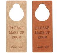 Abaodam 2pcs Please Make up Room Sign Door Hanger Sign Double-sided Tear-resistant Unbreakable Pu Leather for Hotel and Company Lounges