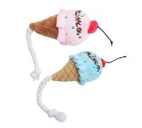 Abaodam 2pcs Plush Ice Cream Squeaky Dog for Puppies Blue and Pink Pet Enrichment Chew to Reduce Boredom and Promote Interactive Play