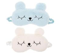 Abaodam 2pcs Plush Rabbit Eye Mask Sleep Shade, Soft Cotton Eye Cover with Adjustable Strap, White and Light Blue Comfortable Sleeping Blindfold