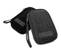 Abaodam 2pcs Portable Canvas Data Cable Storage Bags with Cushioning, Easy to Carry Digital Accessories Organiser for Power Cords and Headphones, for Home and Office Use