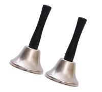 Abaodam 2pcs Portable Hand Bell Silver Handheld Bells for Classroom Home Decor and Parties Lightweight Ergonomic Design for Easy Use Loud and Sound to Grab Attention