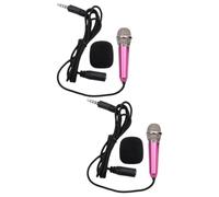 Abaodam 2pcs Portable Speaker Mini Microphone for Karaoke Phone Pc Recording Mic Random Color