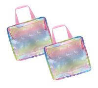Abaodam 2Pcs Portable Unicorn Doll Clothes Storage Bag Polyester Doll Accessories Pouch with Spacious Design for Travel Friendly Organizer with View and Cartoon Elements