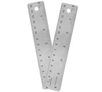 Abaodam 2pcs Precision Ruler Cork Backing Stainless Steel Wood Measuring Tools with Hanging Holes Random Style for Teaching and Graphic Design