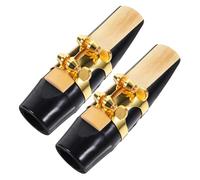 Abaodam 2pcs Professional Alto Saxophone Mouthpiece with Gold Ligature Plastic Black Jazz Classical Sax Parts for Indoor Outdoor Musicians