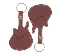 Abaodam 2pcs PU Guitar Pick Organizer Keychain with Stylish Guitar Shape Protective Plectrum Case for Picks and Small Accessories Portable Holder with Keyring for Performances and Practice