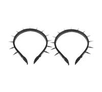 Abaodam 2pcs Punk Studded Headbands for Women Gothic Spiked Tiara Hairbands Steampunk Style Halloween Cosplay Accessories Black