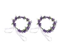 Abaodam 2pcs Purple Lavender Floral Hair Wreath Headbands, Elegant Lightweight Bridal Headpiece with Cloth and Metal for Beach Vacation and Weddings, Versatile Stylish Design