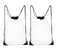 Abaodam 2pcs Pvc Drawstring Toiletry Bags Portable Waterproof Cosmetic Storage Pouches with High Transparency and Stylish Design for Camping and Theme Parks