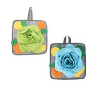 Abaodam 2Pcs Rabbit Snuffle Mat Slow Feeding Cushion for Pets, Non-Toxic 3D Flower Design, Anxiety Relief for Small Animals, Suitable for Rabbits and Small Pets, Green and Blue