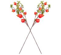 Abaodam 2pcs Realistic Artificial Pomegranate Branches with Red Foam Berries and Iron Wire Stems, Decorative Use and Photography Prop for Decorating The Bedroom Or Home