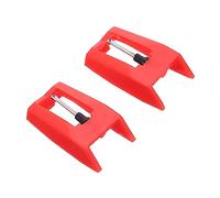 Abaodam 2pcs Record Player Needle Replacement Phonograph Stylus, Red Aluminium and Plastic, Restores Peak Performance, Improves Tone Quality for Record Players