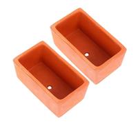 Abaodam 2pcs Rectangular Terracotta Red Flower Pot Mini Succulent Plant Pots for Plants, 12.5x7x5.3cm, Handmade Rustic Planters for Desktop and Outdoor Garden Decor