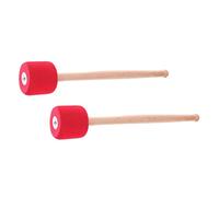 Abaodam 2pcs Red Foam Head Bass Drum Mallets Universal Percussion Sticks with Stainless Steel Handles for Band and Stage Drumming