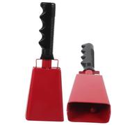 Abaodam 2pcs Red Metal Cowbells for Sporting Events with Handle Loud Sound Attention Grabbing Football Cheering Bells for Parties and Sports Games