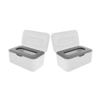 Abaodam 2pcs Refillable Wipe Holder Lid, Gray Portable Wipes Storage Box for Bathroom and Travel, Sealed Dustproof Wet and Dry Tissue Dispenser Case