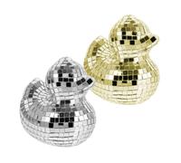 Abaodam 2pcs Reflective Disco Duck Sculptures Miniature Glass Animal Statues for Party Decoration with Mirror Finish Retro Accent for Car Interior