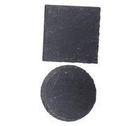 Abaodam 2pcs Reptile Tortoise Food Dish and Basking Platform Set, Natural Stone Rock, 10x10cm Rectangle Round, Suitable for Aquarium Turtles and Bearded Dragons Terrarium Accessories